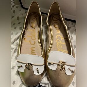 NWT Sam Edelman Felicia Gold Leaf Leather Ballet Flats Size 9W